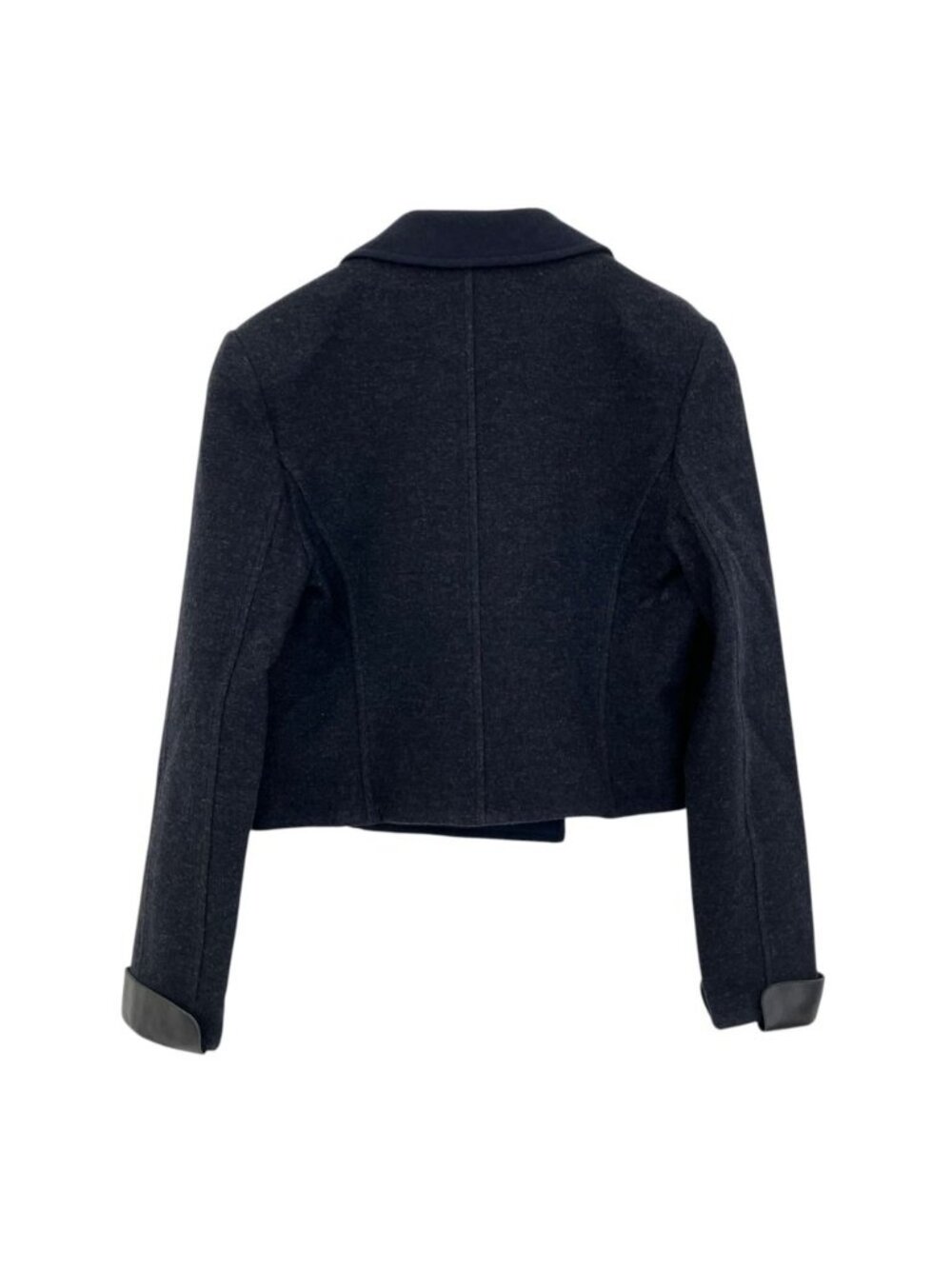Chanel 00A Vintage Wool Cropped Jacket Wrap Skirt Set Chocol Gray - Picture 3 of 15